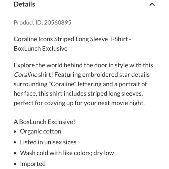 Rare Coraline Icons Striped Long Sleeve T-Shirt - BoxLunch Exclusive- SOLD OUT! - Picture 2 of 9